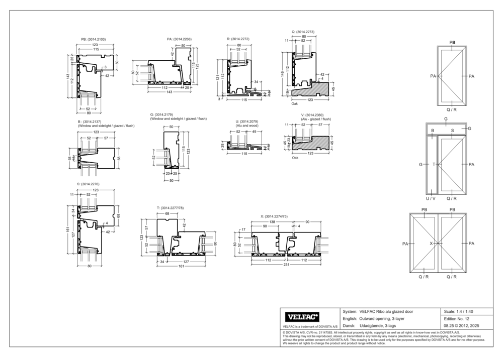 VELFAC Ribo wood/aluminium glazed entrance doors and patio doors